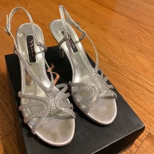 Silver Nina Evening Heels Size 9